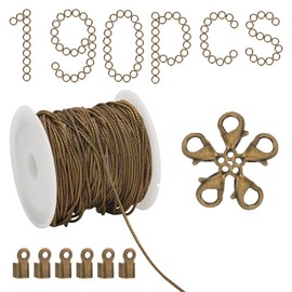 SUNNYCLUE 10 Yard Necklace Chains Jewelry Making Kit Round Snake Antique Bronze Cable Chain Lobster Claw Clasps Cord Ends Jump Rings for Women Adults DIY Necklace Bracelet Jewellery Making