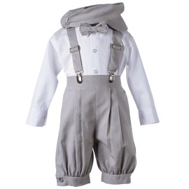 Tuxgear Boys Light Grey Linen Knickerbocker 5 Piece Set, Baby 12-18 Months