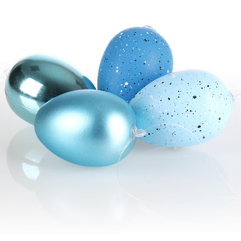 com-four® 18 x Easter Eggs for Hanging, Speckled Easter Decoration