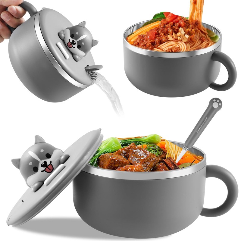 Ramen Bowl With Lid - 1200ml Instant Noodle Cooker With