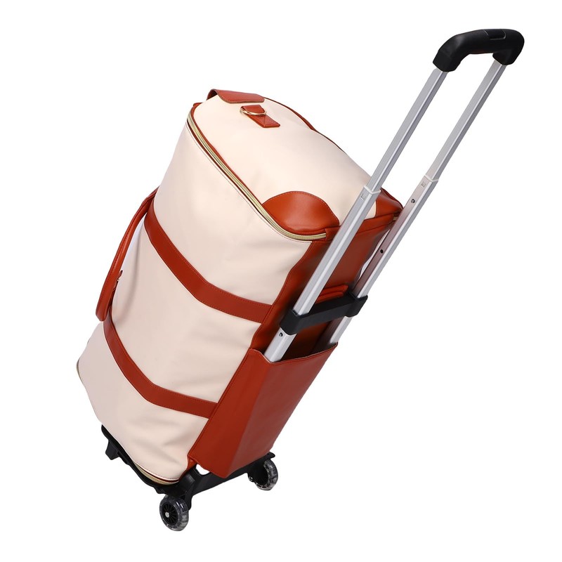Keenso Rolling Garment Bag, Soft Leather Travel Bag with Detachable