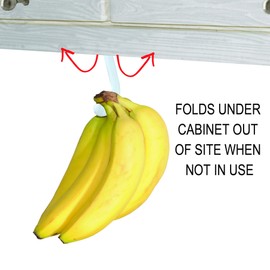 Gadjit Banana Hook (2 Pack) Hanger Under Cabinet Hook to Hang a Bunch of Bananas. Folds Up Out of Sight When Not in Use. Mounting Adhesive Included. Hanging Bananas Prevents Bruising (White)
