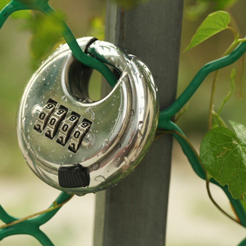 Security Padlock 4 Digits Waterproof Resettable Combination Lock Stainless Steel