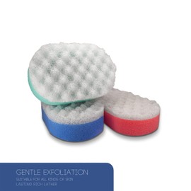 Bath Massage Sponge for Adults - Exfoliating Body Shower Scrubber - Doubled Sided exfloating Massage Sponge- Family Pack of 3