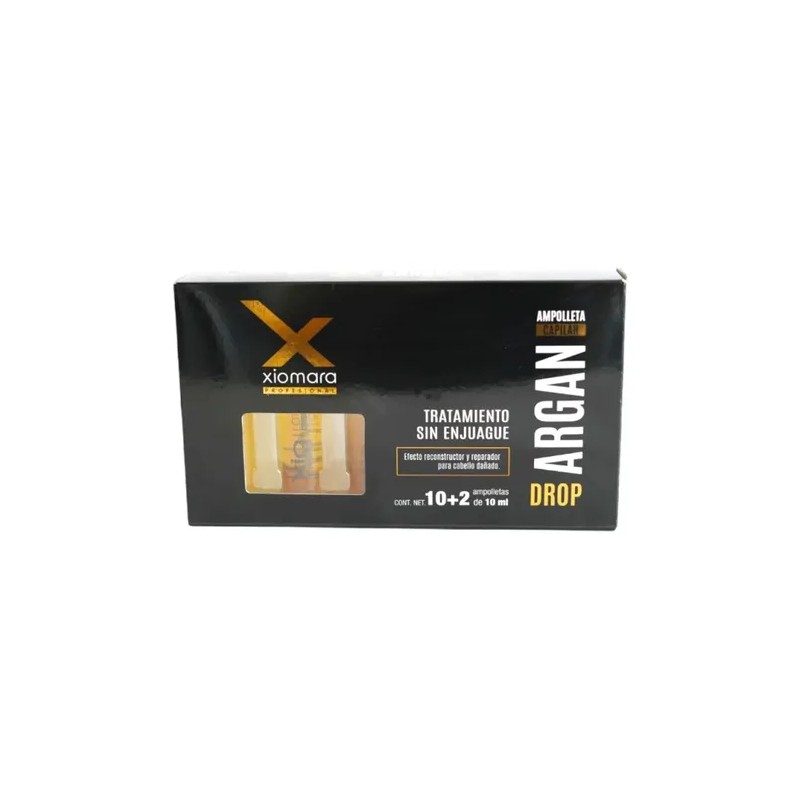 Xiomara Argan Drop Ampolleta Efecto Reconstructor Capilar Enjuague 12pzx10ml