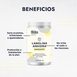 HEBBE - Lanolina 1kg | Alivia Piel Agrietada | Potente Emoliente | Ideal para Labios Resecos | Restaura Barrera Cutánea | Combate Irritaciones y Rojec