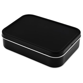 Black Metal Cigarette Holder Tin with Silver Trim – Compact Tobacco Storage Case for Men and Women, Portable Cigarette Box for Travel, Durable Metal Smoking Accessory