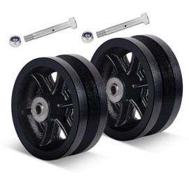 Handsammu 6"x 2" V-Groove Wheel - cast Iron Wheel,Capacity up to 2000 Lb. Use for Slide Gate,Rolling Door with V-Track（2 Black Wheel）