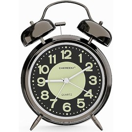 Loud Alarm Clock for Heavy Sleepers Adults, Silent Non Ticking Analog Clock with Backlight, Luminous Dial, Battery Operated Alarm Clock for Bedroom, Included Battery, Black