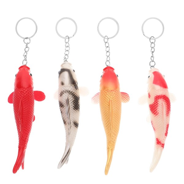 VICASKY 4pcs Koi Fish Keychain Goldfish Keychain Funny Key Ring