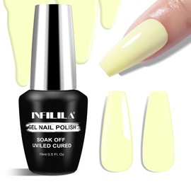 NXJ INFILILA Yellow Gel Nail Polish, 15ML Soak Off Light Yellow UV Pastel Gel Nail Polish, One-Stroke Coloring Gift for Women Art Manicure Salon DIY Design Decoration at Home SX0008