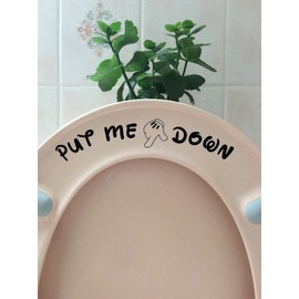 Put Me Down Cute Mickey Hands Toilet Seat/Lid Sticker - Bathroom Décor (Black)