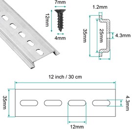 Xiatiaosann Din Rail Slotted 35mm Aluminum, 6 PCS Clamp DIN Rails, with Mounting screws, 12 Inches 30 CM Long, 35mm Wide, 7.5mm High for Terminal Block Relay
