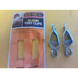 HOLLYWOOD ACCESSORIES 2 Vintage Hollywood Accessories Steel Zinc Plated Test Clips 50amp 4 1/2" Long