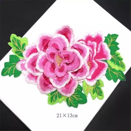 DIY New Embroidered Flower Applique Iron On Sew On Patch Clothing Peony DIY