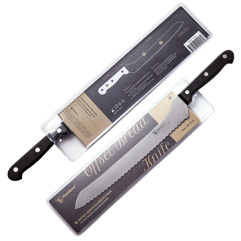Humbee 10 Inch Serrated Offset Bread Knife, Premium Stainless Steel