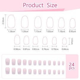 Yamobi Pack of 24 Press On Nails, Glitter French Nails, Artificial Fingernails for Sticking, Reusable Artificial Nails, Fingernails for Gluing for Women