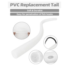 BLUEWING 6pcs Fishing Replacement Tail Soft Bait Lures Flexible Fishing Baits Soft Tail Replacement Tuna Lure 9in White