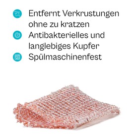 Oppaha - Scouring Pad for Stainless Steel - Removes Incrustations and Polishing without Scratching - Brass Fibre Pack of 5