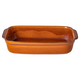 Casafina Ceramic 13" x 8.8" Rectangular Baker - Poterie Collection, Caramel | Oven & Dishwasher Safe Bakeware | Food Safe Glazing | Restaurant Quality Dinnerware