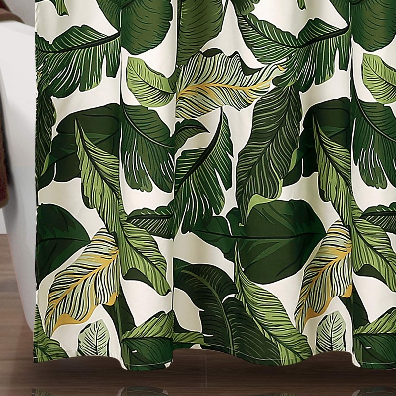 Lush Decor, Green Tropical Paradise Shower Curtain-Fabric Leaf Rainforest Island