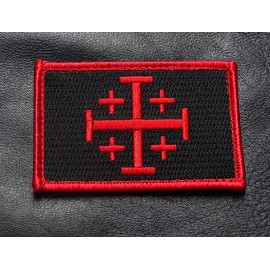 JERUSALEM CROSS INFIDEL CRUSADER EMBROIDERED HOOK PATCH