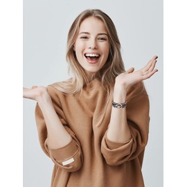 Multilayer Leather Wrap Bracelet Boho Heart Bracelet with Magnetic Clasp Rhinestone Leather Cuff Bracelets for Women Layered Leather Bangle Bracelet(brown)