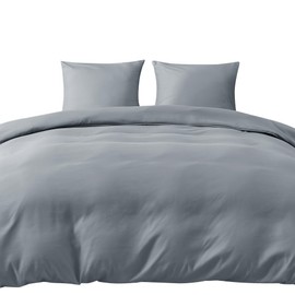 puredown Duvet Covers 140 x 200 cm + 1 Pillowcase 40 x 80 cm - Microfibre, Breathable, Super Soft, Oeko-Tex Bed Linen Sets, 2-Piece, Grey