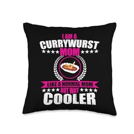 Currywurst Designs German Fast Food Lover Funny Currywurst Mom Saying Love Eat Street Food for Women Throw Pillow, 16x16, Multicolor