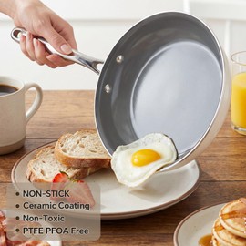 Cookersway Non Stick Frying Pans - 8 9.5 11 Inches 3Pcs Set Ceramic Nonstick Omelet Egg Pans for Daily Cooking