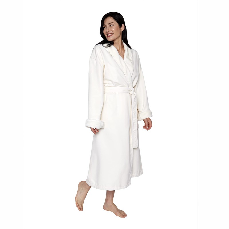 Mansfield, Unisex Spa Microfiber Shimmer Lined Shawl Collar Robe, Champagne,