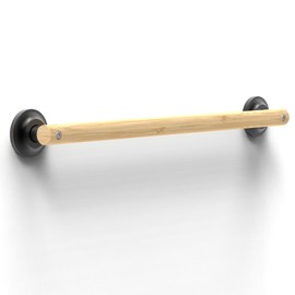 AquaChase Natural Bamboo Grab Bar for Bathroom & Toilet, ADA Compliant Balance Assist Handrail for Handicap and Seniors, 24in Matte Black