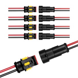 MUQIDA 5 PCS 2 Pin Way Electrical Wire Connector, Waterproof Male & Female Electrical Plug Socket Kit, 2 Wire 20 AWG Connector Quick Disconnect Plug for Car Truck Motorcycle