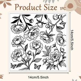 CHGCRAFT Realistic Flowers Pattern Polymer Clay Texture Sheet Plant Leaves and Peonies Silicone Clay Texture Mat for Polymer Clay Making Earrings Jewelry DIY Crafts 5.5 × 5.5 Inch