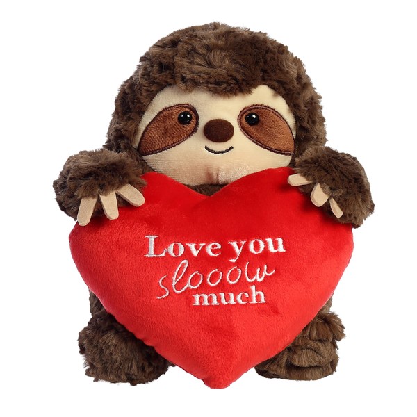 Aurora® Heartwarming Valentine JUST Sayin'™ Love You Slow Much Sloth™ Stuffed Animal - Decorative Charm - Loveable Companions - Brown 9 Inches