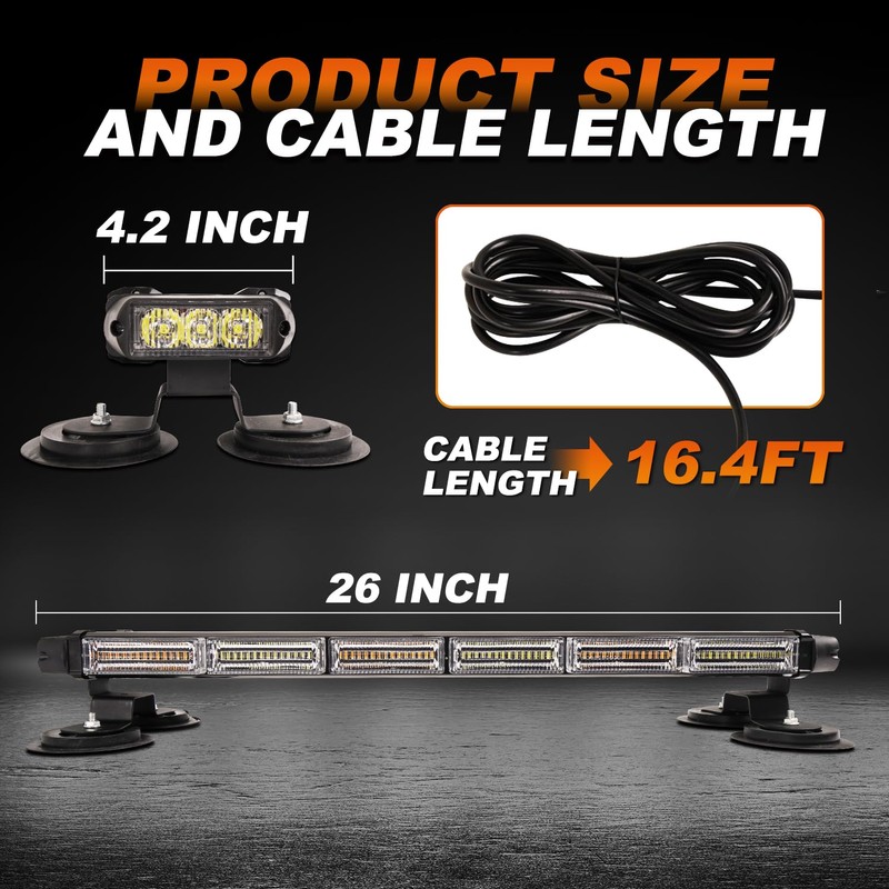 ASPL 26inch 126 LED Rooftop Emergency Strobe Lights Bar Double