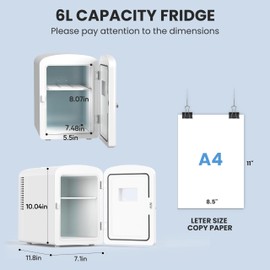 Simple Deluxe 6L Portable Mini Fridge with Observation Window, Warmer and Cooler 9 Cans Compact Refrigerator, 100% Freon-Free & Eco Friendly, White