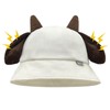Cute Bucket Hat with Goat Horns and Ears Summer Sun Hat for Women Novelty Fishing Cap Men Rave Hat Theme Party, White, Large