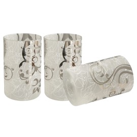 Voguad Electroplated Floral Pattern Replacement Glass Lamp Shade 3 Pack, Frosted Glass Light Cover for Light Fixture,Glass Shade for Wall Sconce,Kitchen Pendant Light,Bedside Lamp,1 5/8 Inch Fitter