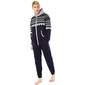 newfacelook Mens Onesie Aztec Print All in One Adult Jumpsuit One Piece Unisex Nightwear