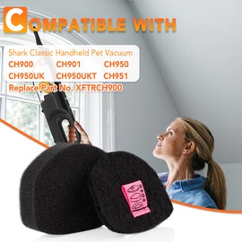 3Pack CH950UKT Foam and Felt Filters for Shark Classic Handheld Pet Vacuum CH900, CH901, CH950, CH950UK, CH950UKT, CH951