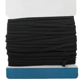 Trimming Shop 5mm Flat Elastic Band - 1/5 Inch Black Elastic Cord Wide Braided Stretch Strap Elastic String Rope for DIY Sewing Crafting, Dressmaking, Haberdashery and Clothing, Black, 50 Metres