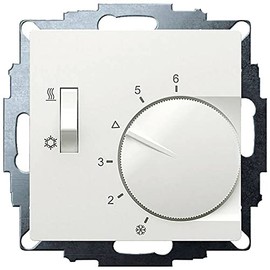 Eberle UTE 1770 191870554502 Flush-Mounted Room Controller (RAL 9010 Glossy, 55 x 55 mm, 5-30C, AC 230 V, 10 A/5 A, Switch Heating/Cooling)