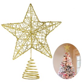Unomor - Decoración para árbol de Navidad de 10 pulgadas - Estrella para árbol de Navidad de 1,8 m a 2,1 m