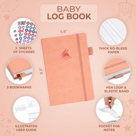 Clever Fox Baby Log Book – Daily Feeding & Sleep Tracker Journal – Medical Care Newborn Record, Gifts for New Parents & Baby Registry (Peach Pink)