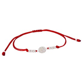 TClaudia, Pulsera Roja Protección ajustable con medalla San Benito y Esferas Plata 925, hilo rojo. Pulseras Mujer y Hombre, accesorios, Regalos para Mujer-Hombre.