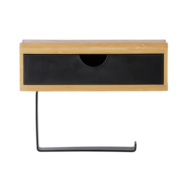 WENKO Bambusa Toilet Roll Holder with Practical Shelf Made of