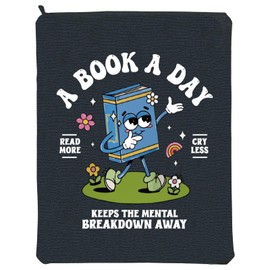 Book Cover for Bookish Book Sleeve for Bookworm Book Lover Gift (Read More Black, Medium)