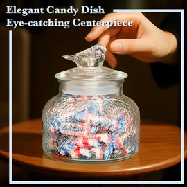 Decorative Glass Jar with Airtight Glass Bird Lid 25.4 oz, Wide Mouth Vintage Kitchen Food Storage Container for Cookie Candy Honey Flour Spice Coffee Tea, Home Decor Sand Candle Holder Vase