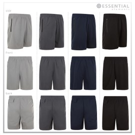 4 Pack: Men's 8" Athletic Running Quick Dry Mesh Shorts with Zipper Pockets (Available in Big & Tall)